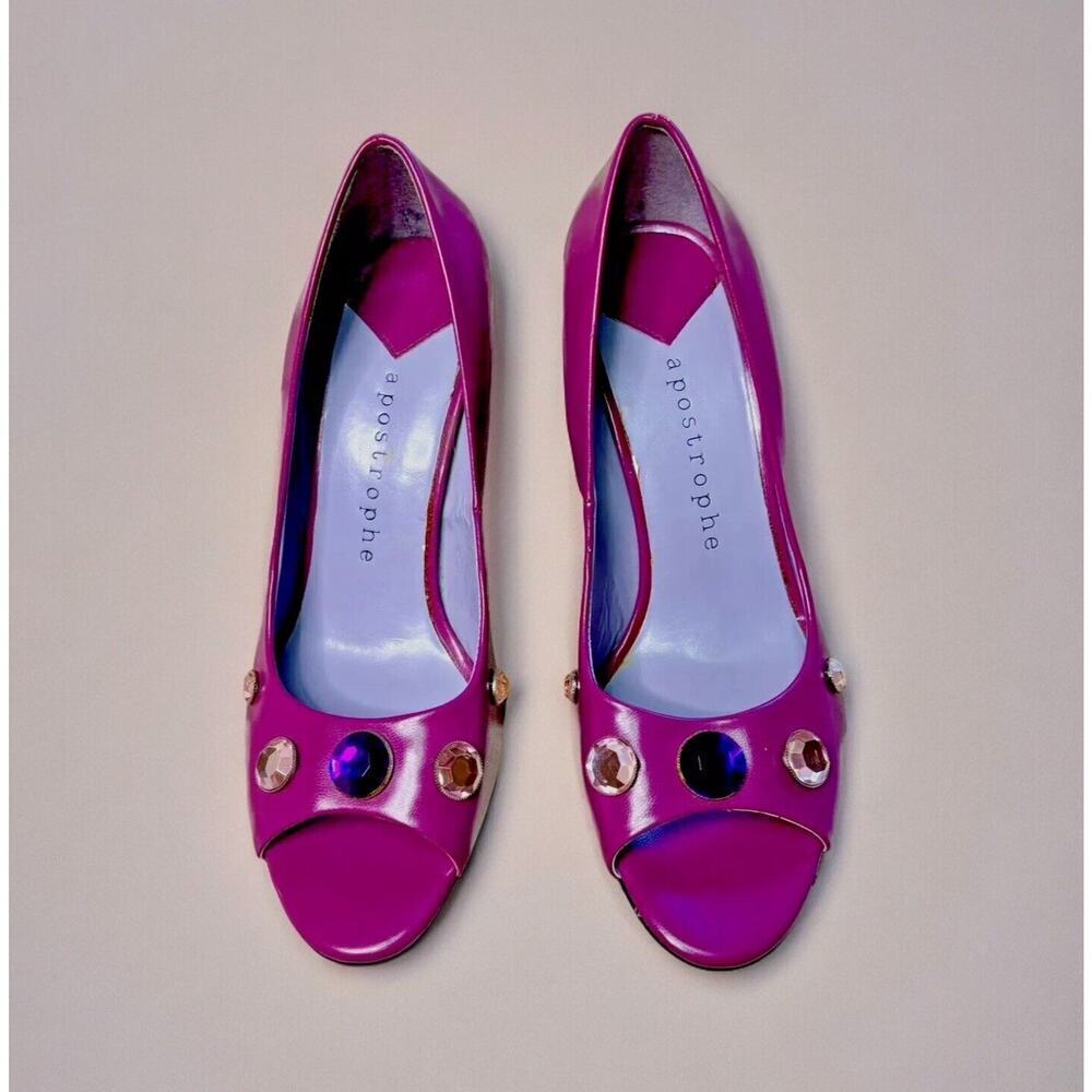 Purple Jeweled Peep Toe Pumps Apostrophe 6M comfort business casual colorful